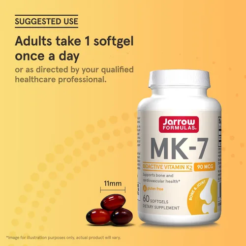 Vista 5 de Jarrow Formulas MK-7 90 mcg - Forma bioactiva de vitamina K2 - 60 porciones (cápsulas blandas) - para la salud ósea y cardiovascular - Suplemento