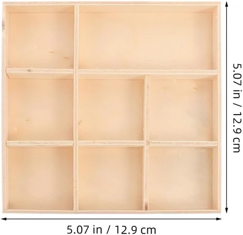 Vista 6 de EXCEART Caja de decoración de Navidad, bandeja de madera con divisores, 4 compartimentos, caja de almacenamiento decorativa para joyas, organizador