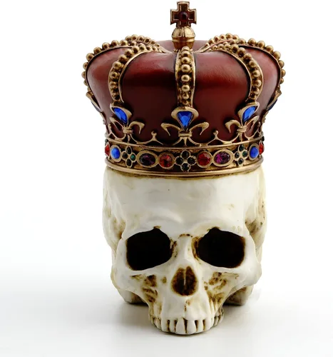 Vista 2 de Veronese Design Figura pintada a mano de escultura de resina de calavera monarca temida de 4 3/8