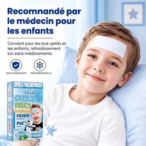 Vista 5 de Parches refrescantes para niños para aliviar la fiebre y aliviar el dolor, 20 unidades de alivio refrescante para aliviar la fiebre, alivia el dolor