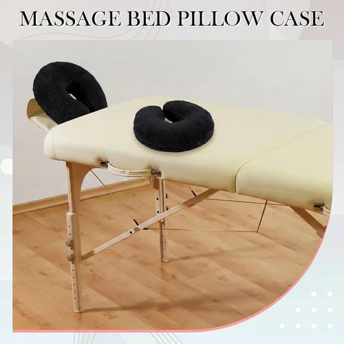 Vista 5 de Mixweer 2 fundas de almohada de forro polar para reposacabezas de mesa de Negro