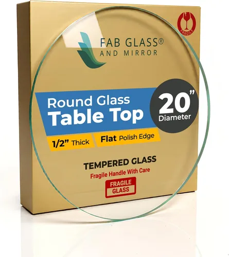 Vista 93 de Fab Glass - Mesa redonda de cristal de 48 in, grosor de 3/4 in, cristal pulido plano templado, Vidrio, Transparente