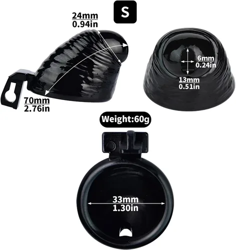 Vista 3 de Jaula de castidad masculina, dispositivo de castidad masculina, jaula de resina de nailon, consolador ergonómico de verosimilitud con 4 tamaños