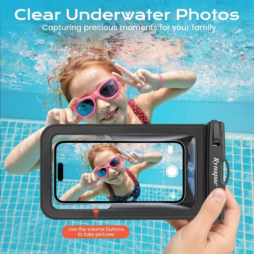 Vista 4 de Rynapac Funda impermeable para teléfono [hasta 8.5 pulgadas], paquete de 2, funda impermeable IPX8 con cordón para iPhone 17, 16, 15 Pro Max