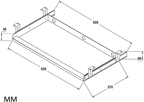 Vista 2 de Bandeja para teclado debajo del escritorio Bandeja de cajón de plataforma deslizante de metal resistente (gris)