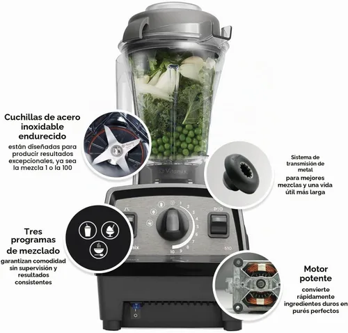 Vista 2 de Vitamix Licuadora Propel 510 con libro de cocina Simply Smoothies, 3 programas preestablecidos de mezcla, grado profesional, contenedor de 48 onzas