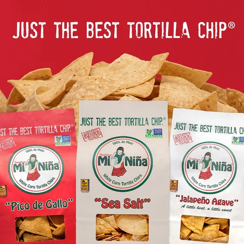 Vista 6 de Mi Nina Chips de tortilla de maíz blanco con sal marina Paquete de 3 bolsas de 12 onzas