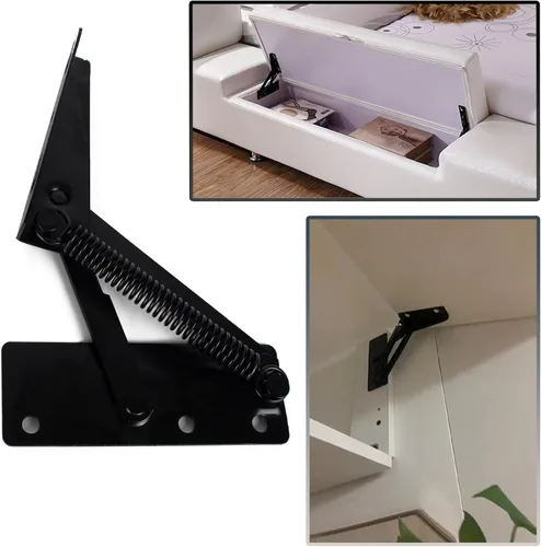Vista 3 de Soporte de elevación plegable (1 par) de bisagra de resorte de sofá de 80 grados que conecta y soporta la caja de almacenamiento sofá cama gabinete