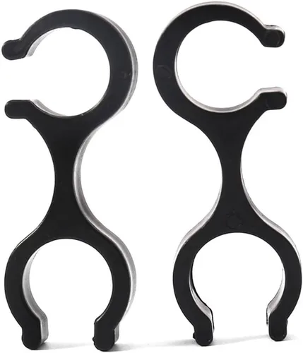 Vista 2 de Clips de senderismo, 2 piezas de abrazaderas de trekking de goma en forma de 8 varillas dobles conector de hebilla para senderismo al aire libre