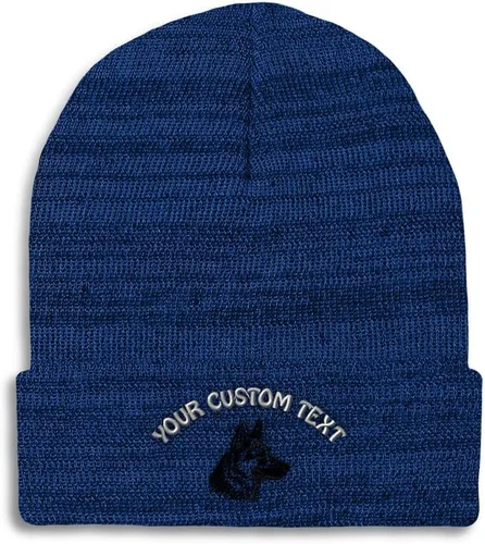 Vista 39 de Gorros personalizados para hombre, sombreros de invierno bordados de cabeza de pastor alemán negro para mujer, gorra de cráneo de acrílico, 1