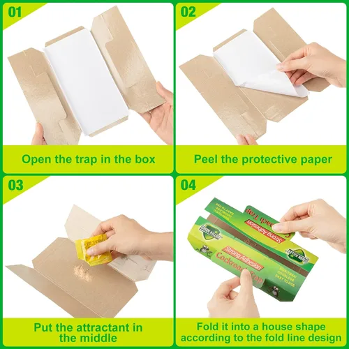 Vista 9 de Qualirey Trampas adhesivas para cucarachas para interiores, con pegamento para cucarachas, infestación de cucarachas, para interiores, hogar
