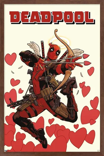 Vista 17 de Marvel Comics Deadpool - Póster de pared de Cupido, 22.4 pulgadas de largo x 14.7 pulgadas de ancho, versión enmarcada de madera de granero