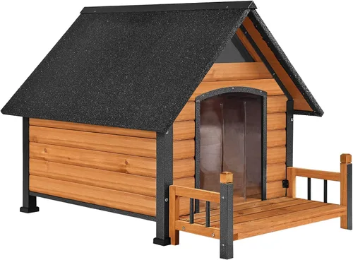 Vista 11 de Casa grande con calefacción para perros al aire libre con calentador seguro y forro térmico, perrera aislada para perros interiores resistente a