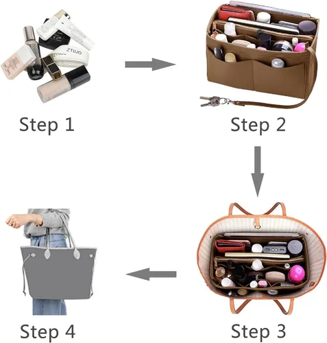 Vista 6 de ZTUJO - Organizador de bolsos de fieltro con cremallera metálica que se adapta a bolsos de mano y tote, especialmente diseñado para bolsos Speedy