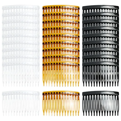 Vista 8 de Cinaci Paquete de 30 peines laterales pequeños de plástico blanco transparente con 14 dientes, pinzas finas y finas para el cabello, accesorios