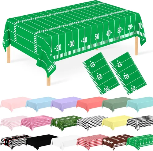 Vista 20 de Paquete de 2 decoraciones desechables para fiestas de fútbol, cumpleaños, manteles de plástico para fiestas temáticas de fútbol
