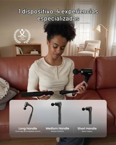 Vista 2 de RENPHO Pistola de masaje Reach Curve con mango de extensión, masajeador 4 Negro