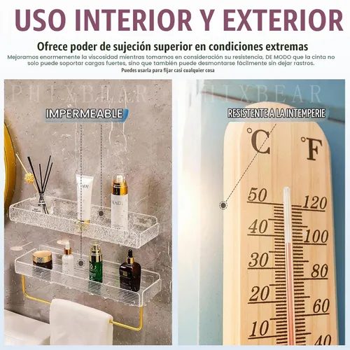 Vista 5 de PHIXBEAR Cinta de montaje extra grande de 1.2 x 240 pulgadas, súper resistente, doble cara, cinta adhesiva nanofuerte transparente y resistente