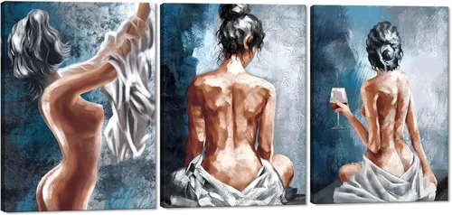 Vista 48 de Novatique 3 piezas de arte de pared sexy en blanco y negro para parejas desnudas, decoración de pared abstracta de amor para mujeres y hombres, arte