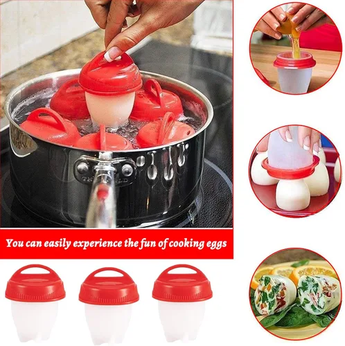 Vista 5 de 6 piezas de cocina de huevos, tazas de silicona para escalfar, huevos duros, huevos duros, huevos duros, huevos duros, huevos duros, huevos duros