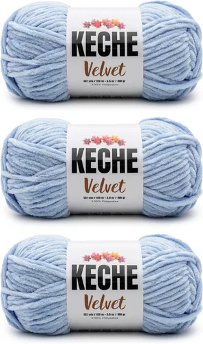 Vista 13 de Keche Hilo para ganchillo, hilo de terciopelo, chenilla suave, manta de bebé voluminosa amigurumi Yarn 3.53 oz (132 yardas) - Arona