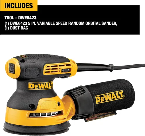 Vista 3 de Dewalt DWE6423R Lijadora orbital aleatoria de velocidad variable de 5 pulgadas con almohadilla H&L (renovada)