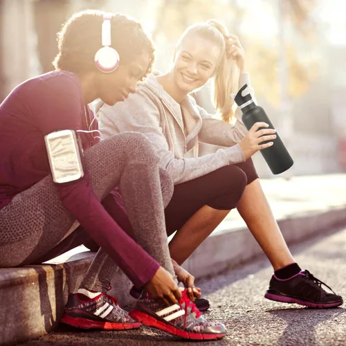 Vista 9 de Neihepal Paquete de 16 botellas de agua aisladas a granel, botella deportiva de doble pared de acero inoxidable con tapa de asa, termo reutilizable