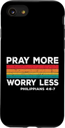 Vista 18 de iPhone 16 Faith Christians God Jesus Pray more worry less Case