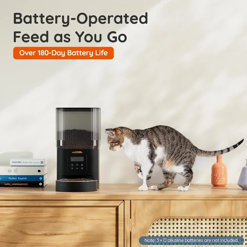 Vista 3 de WOPET Automatic Cat Feeder, 4L Automatic Dog Feeder with 180-Day Battery Life, Programmable Cat Food Dispenser with Stainless Steel Bowl，1-6 Meals