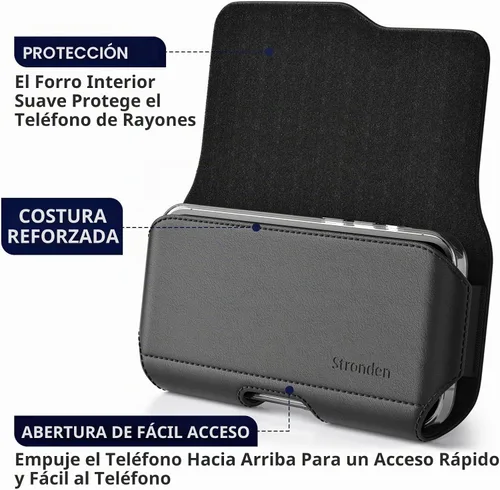 Vista 3 de Funda de cierre magnético para Samsung Galaxy S26, S25, S24, S23, S22, S21, S20, S10, S9, S8, A10e A01 - Funda de cuero para cinturón con clip
