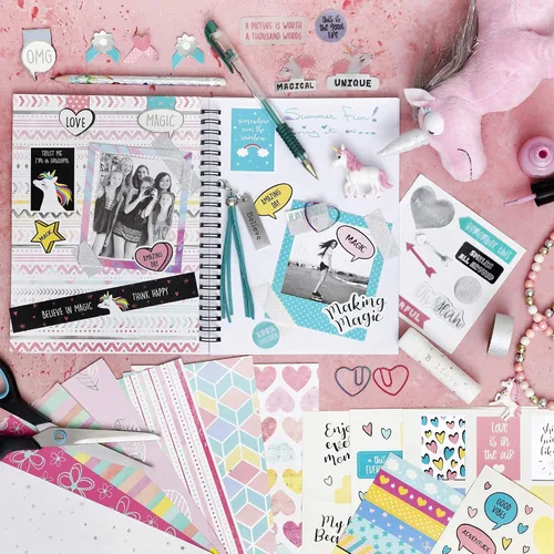 Vista 4 de Amitié Lane Juego de regalo de unicornio para niñas incluye caja de joyería musical juego de diario y kit de terrario de unicornio