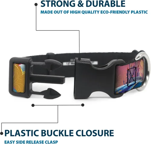 Vista 4 de Buckle-Down Collar de clip de plástico, escenas de dragón de la bella durmiente y maléfica/maléfica, 1 pulgada de ancho, se adapta a cuello de 9 a