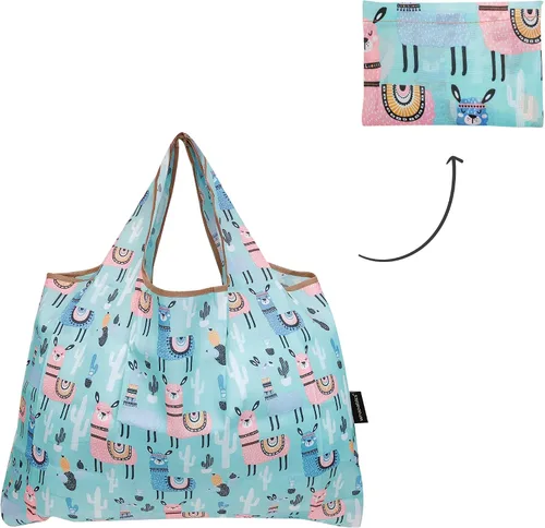 Vista 4 de allydrew Bolsas grandes plegables de nailon reutilizables para comestibles, paquete de 6