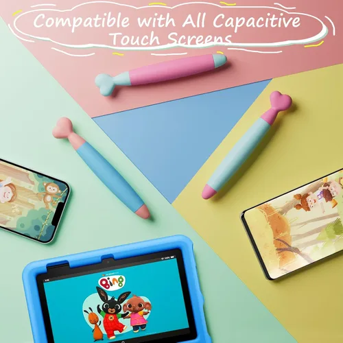 Vista 6 de Digiroot Bolígrafos capacitivos para niños, paquete de 3 con puntas de goma duraderas, compatibles con Fire, iPad, iPhone, tabletas Android