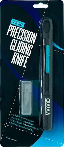 Vista 6 de VViViD Cuchillo de envoltura de vinilo automotriz deslizante de precisión, retráctil, bloqueo de seguridad, 5 cuchillas de repuesto