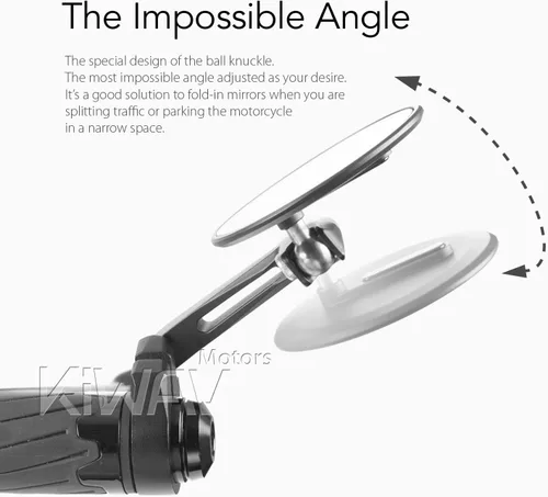 Vista 6 de KiWAV Espejos de extremo de barra de motocicleta Ojo Negro compatible con manillar roscado M6