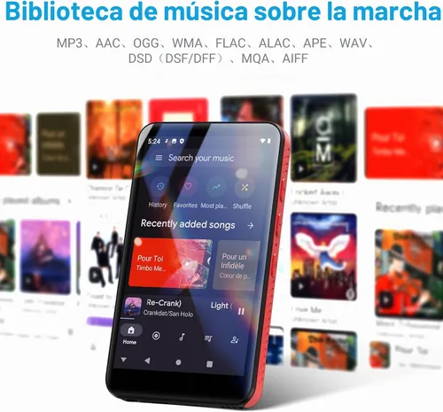 Vista 5 de MECHEN 96GB Reproductor de MP3 MP4 de Alta Capacidad Android, Pantalla Táctil de 4", Bluetooth + WiFi, Altavoz Integrado, Soporta Spotify, Amazon