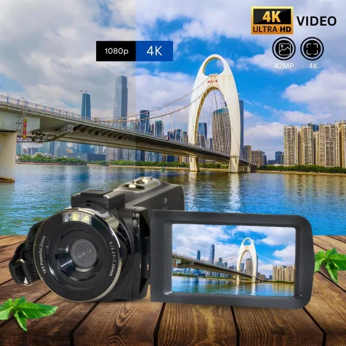 Vista 6 de Ultimaxx Videocámara de cámara 4K de 42 MP, grabadora de video, compatible con vlogging, YouTube, TikTok, videocámara digital con pantalla LCD de 3