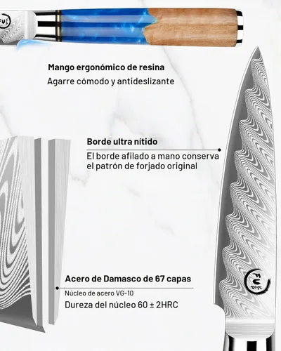 Vista 2 de Cuchillo de pelar de Damasco de 3,5 pulgadas, cuchillo de cocina japonés