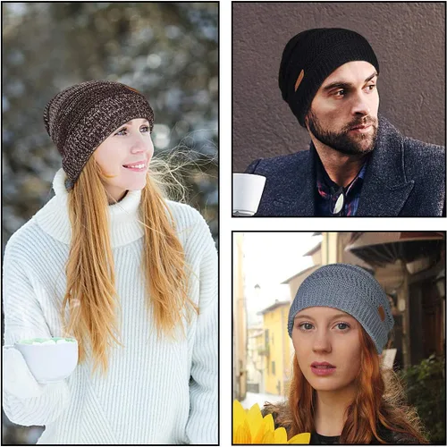Vista 7 de Omechy. - Gorro de punto para hombre de invierno, gorro cálido.