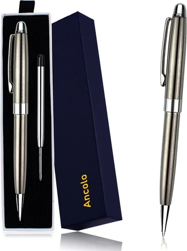 Vista 11 de Ancolo Bolígrafo negro, tinta negra a granel, punta media de 0.039 pulgadas (0.039 in), escritura suave, bolígrafos negros y dorados para hombres