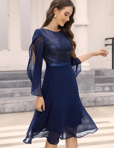 Vista 3 de DRESSTELLS Vestido formal de lentejuelas para mujer, vestido de otoño 2023