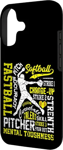 Vista 2 de Distressed Look Softball Pitcher Best Traits for Teen Girls Case for iPhone 17