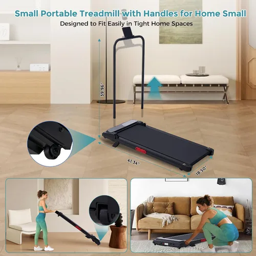 Vista 4 de Caminadora portátil con inclinación y asas para el hogar