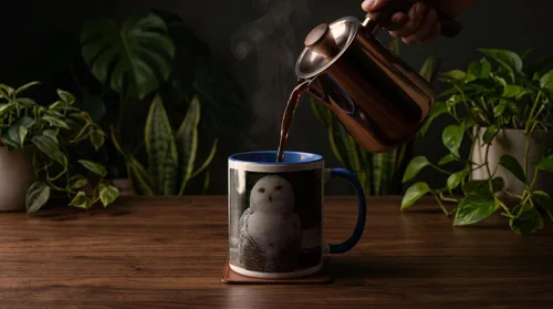 Vista 4 de 3dRose mug_79143_6 Taza de dos tonos azul con texto en inglés "Pretty White Snowy Owl- Birds- Animals" (11 onzas), multicolor