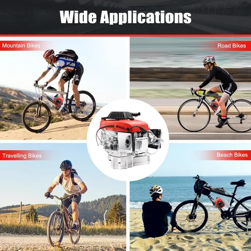 Vista 6 de Kit de bicicleta motorizada, kit de motor de bicicleta de gasolina de 49 CC de 4 tiempos con cadena estilo impulsor de bicicleta, kit de conversión