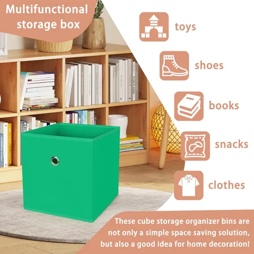 Vista 3 de Cubo de almacenamiento, cubo de tela de 11 pulgadas con asas, cestas plegables para estantes, cajones, baño, organizadores de armario