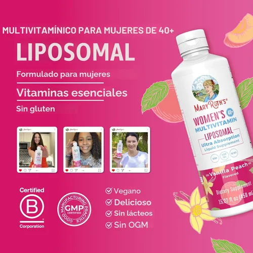 Vista 8 de MaryRuth Organics Multivitamínico para Mujeres 40+, Multivitamínico Femenino Liposomal, Suplemento de Apoyo Inmunológico, Suplementos de Energía