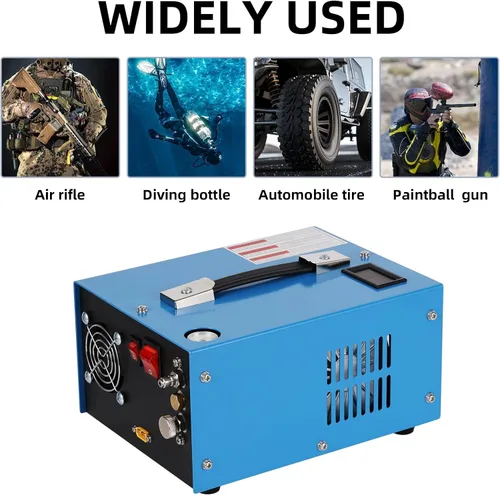 Vista 5 de Compresor de aire PCP, compresor de tanque de buceo de 4500 Psi/30 MPa, fuente de alimentación de 12 V CC/120 V CA, convertidor de potencia