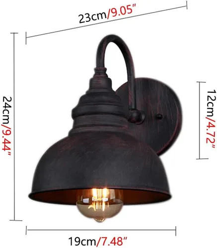 Vista 7 de Aplique de pared Exterior Vintage de Cuello de cisne E26/E27, apliques de Hierro inoxidable, luminarias impermeables Amen, para puerta o terraza